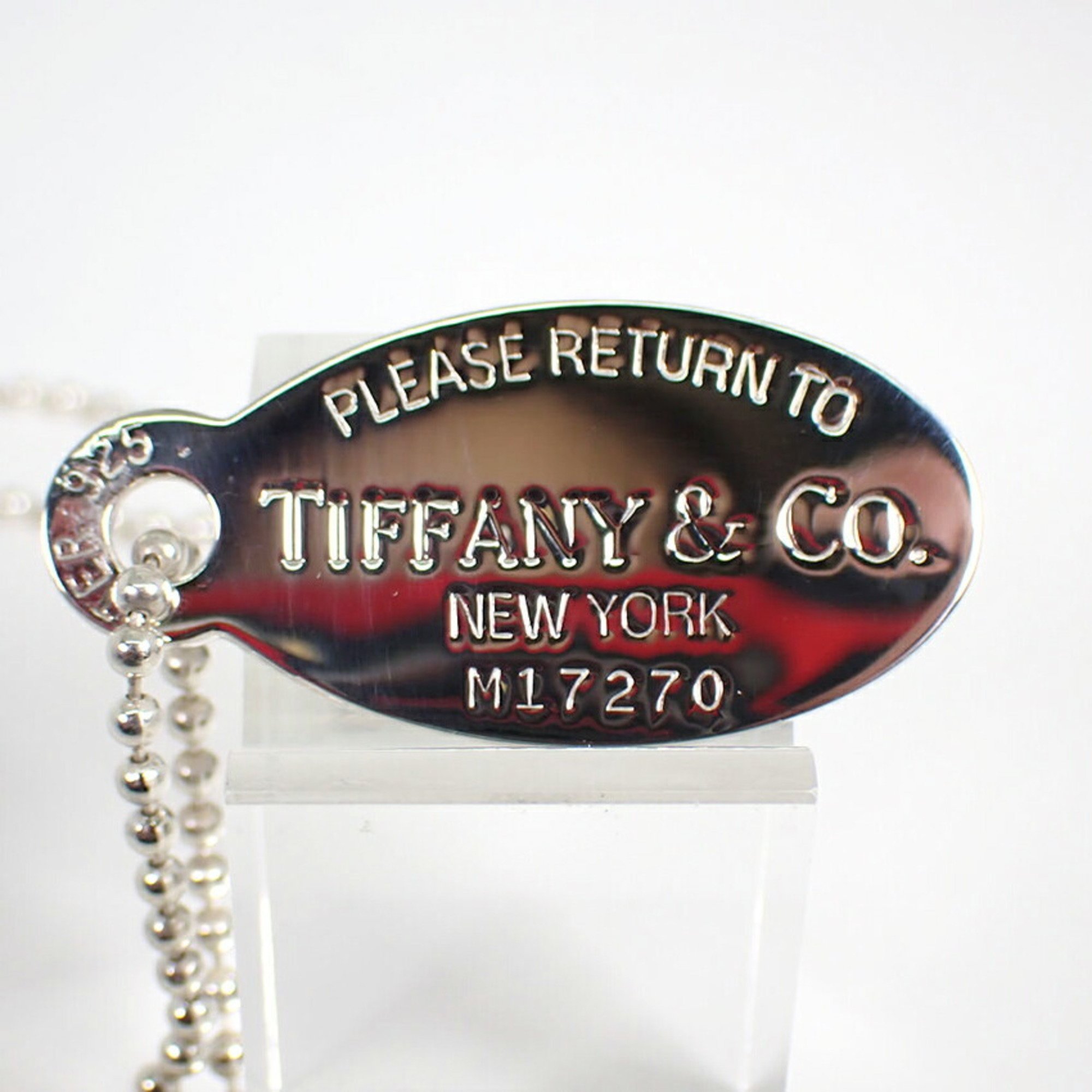 TIFFANY 925 Return to Tiffany Oval Tag Long Pendant