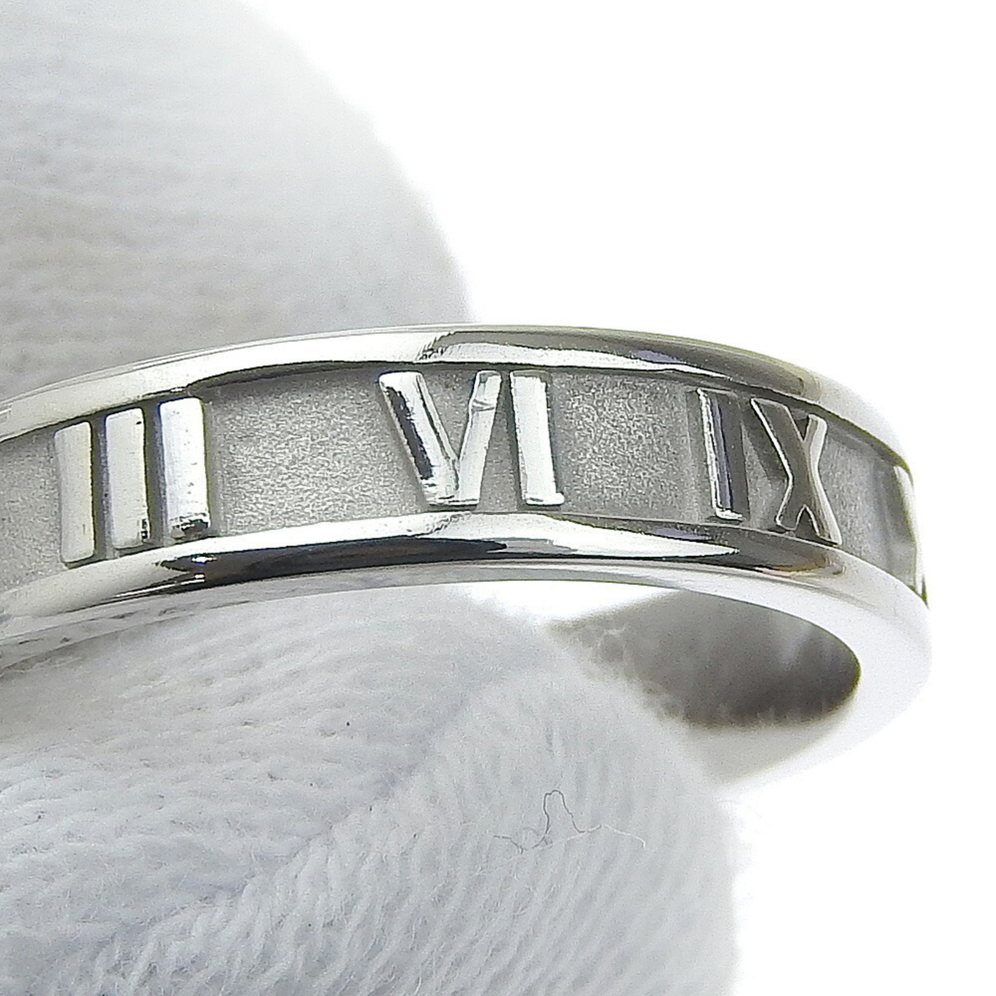 Tiffany & Co. Atlas Ring, K18WG, White Gold, Size 13, Roman Numerals