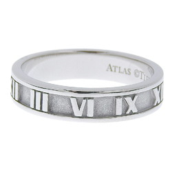 Tiffany & Co. Atlas Ring, K18WG, White Gold, Size 13, Roman Numerals