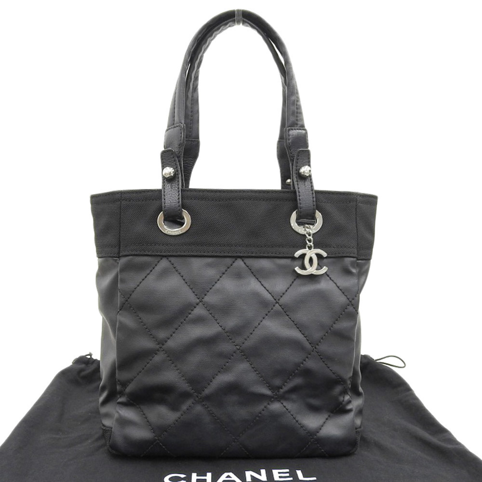 CHANEL Paris Biarritz PM A34208 with sticker 1 Coco Mark Handbag Leather Black