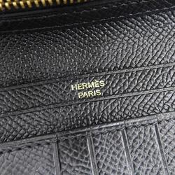 Hermes HERMES Bearn Compact A Engraved Bi-fold Wallet Epson Black GP Hardware