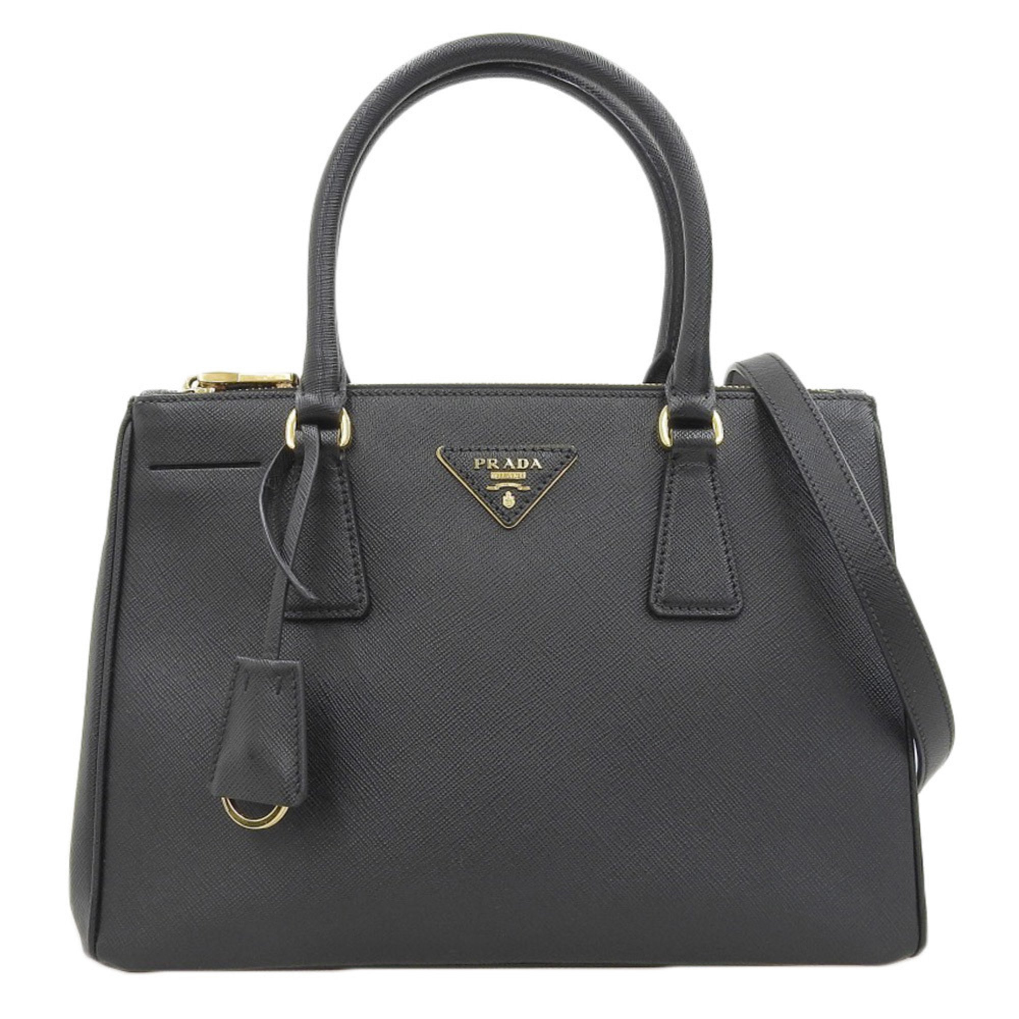 PRADA Galleria Medium Bag Handbag Shoulder Saffiano Leather Black BN2274