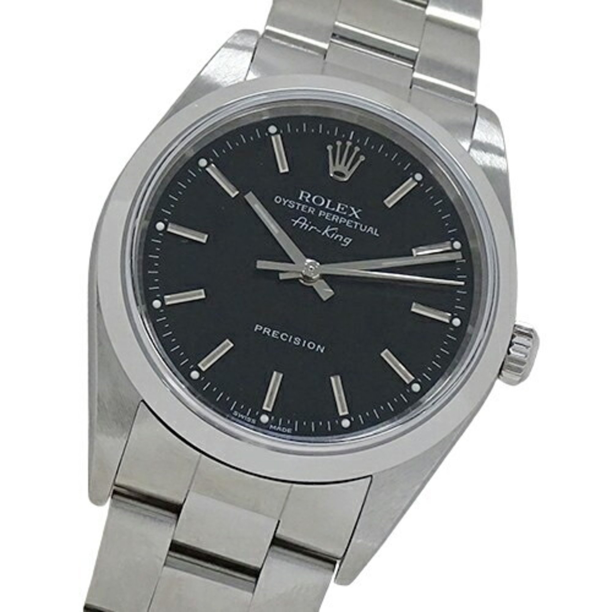 Rolex Air King 14000M F Series Men's Automatic Watch AT Stainless Steel SS Silver Black