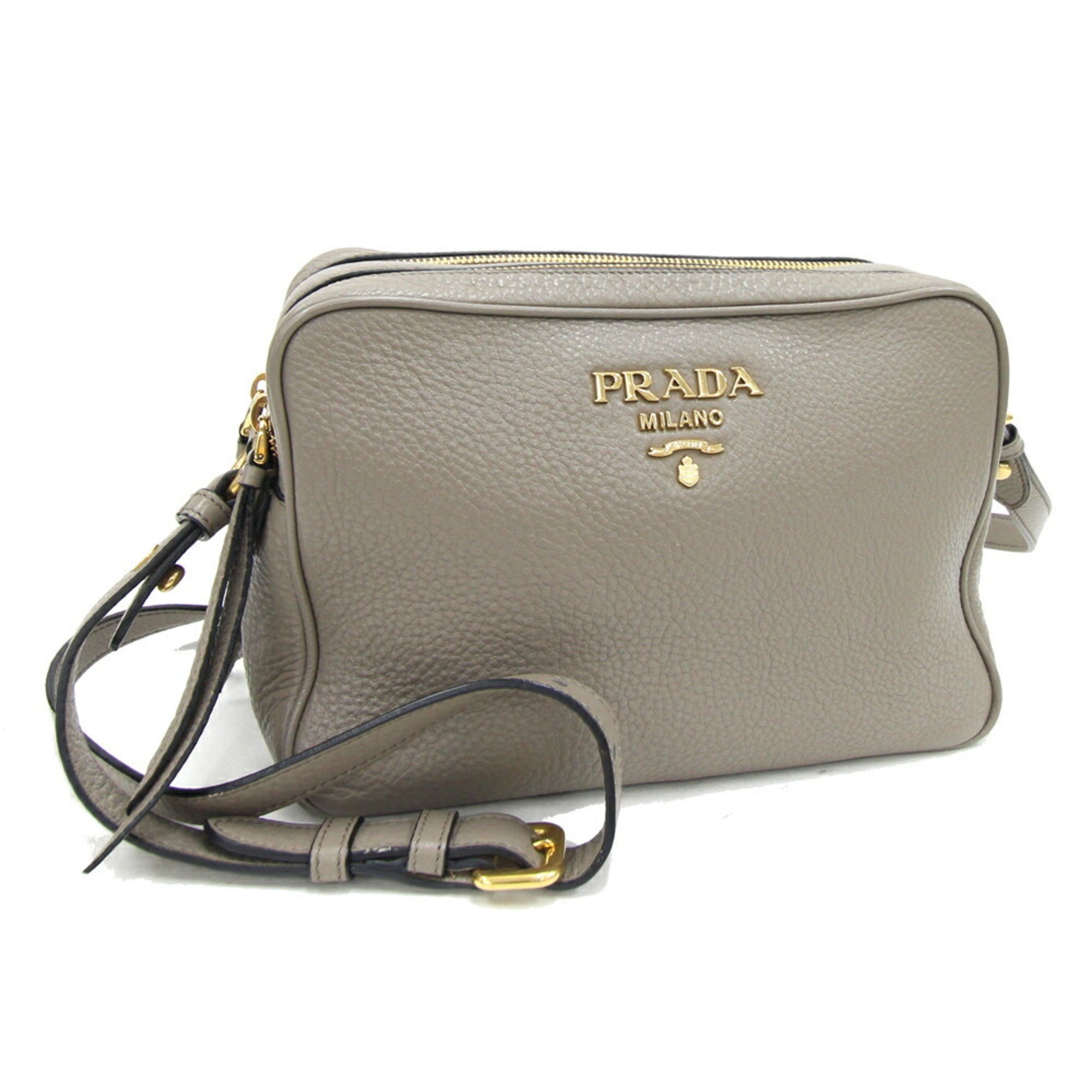 Prada Shoulder Bag 1BH079 Greige Leather Women's PRADA