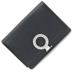 BVLGARI Business Card Holder 30420 Black Leather Case Pass Men's Women's