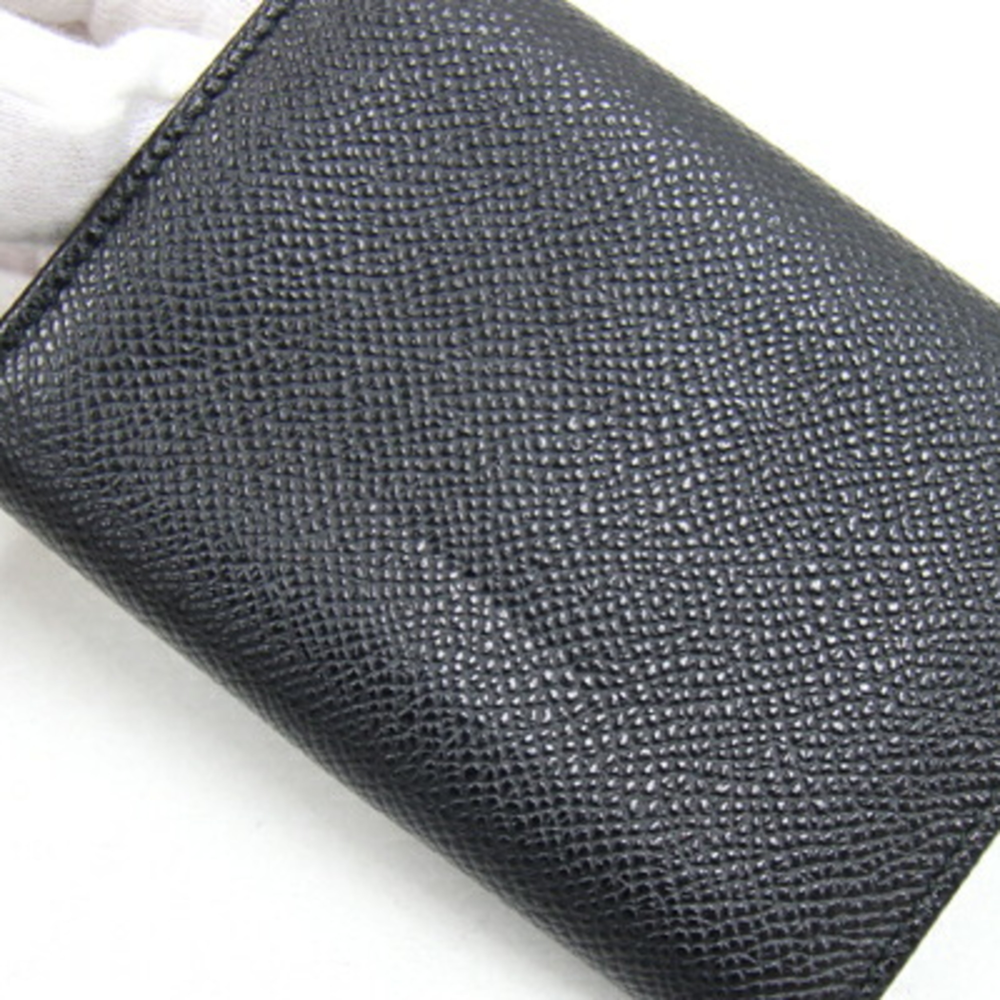 BVLGARI Business Card Holder 30420 Black Leather Case Pass Men's Women's