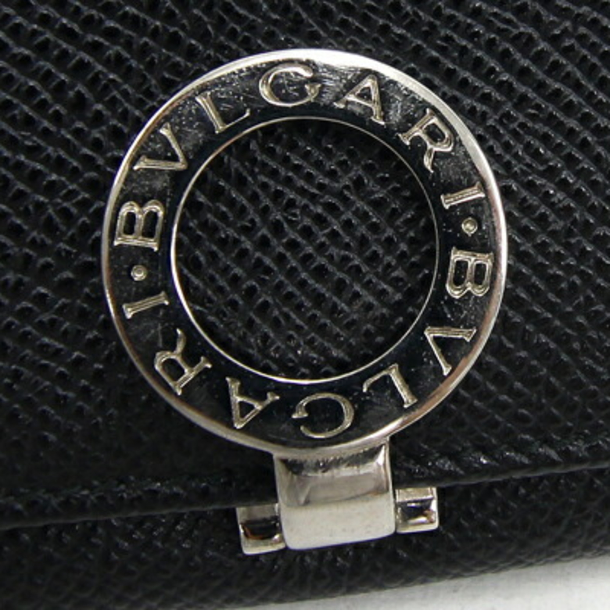 BVLGARI Business Card Holder 30420 Black Leather Case Pass Men's Women's