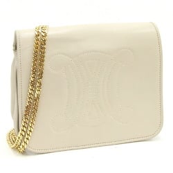 CELINE Triomphe shoulder bag, ivory beige leather, old, women's,