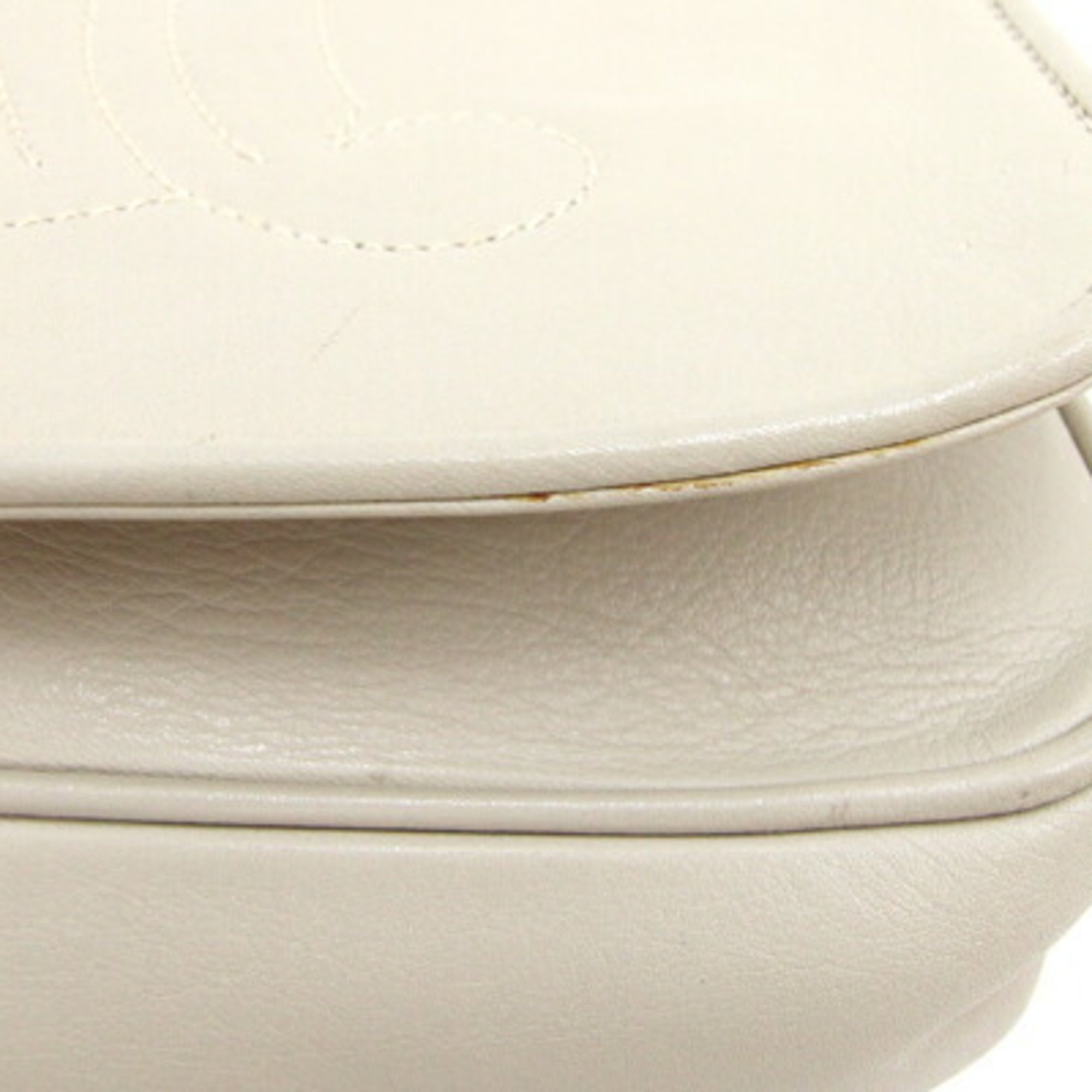 CELINE Triomphe shoulder bag, ivory beige leather, old, women's,