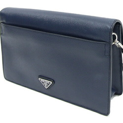 Prada Clutch Bag VR0092 Navy Leather Second Men's PRADA