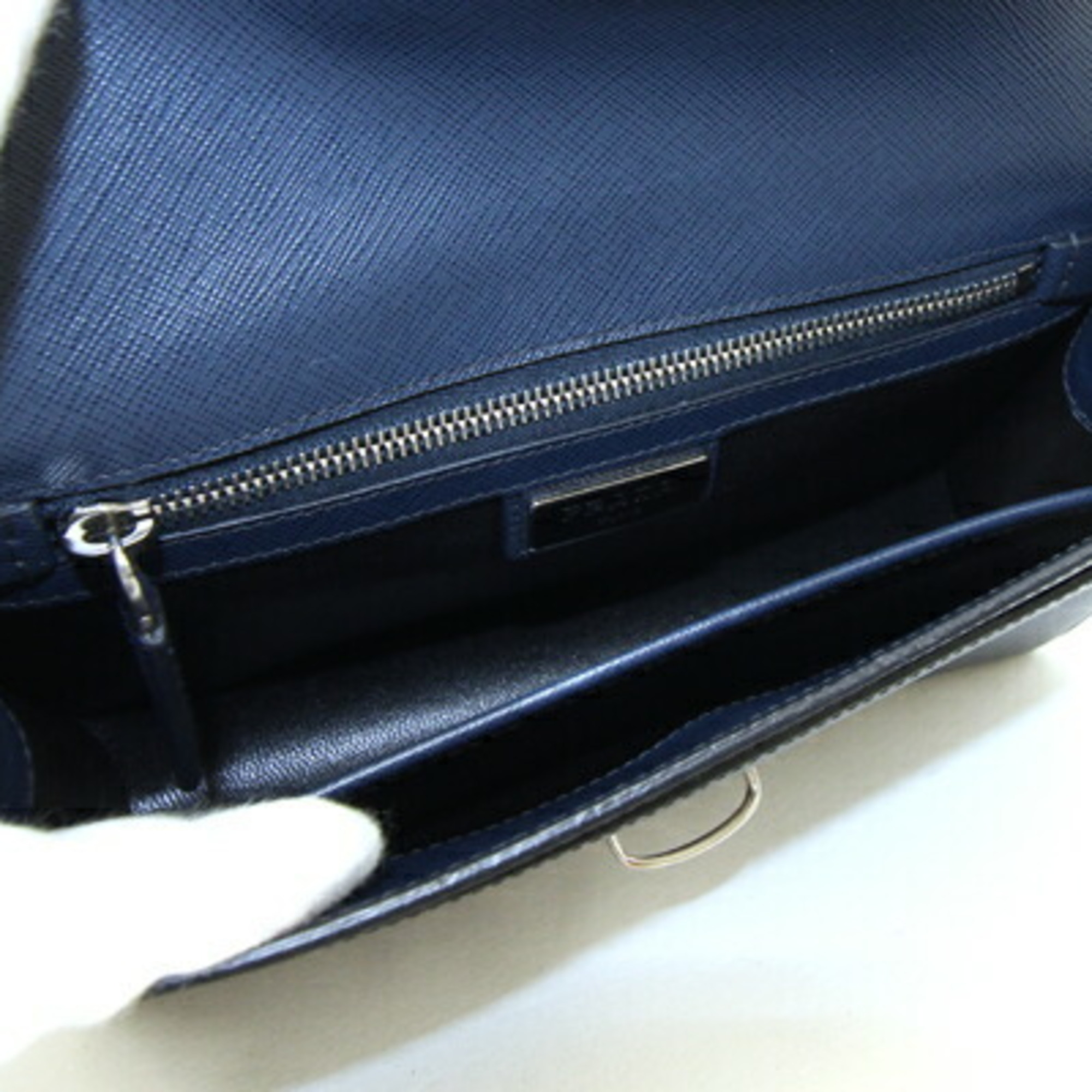 Prada Clutch Bag VR0092 Navy Leather Second Men's PRADA