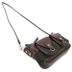 LOEWE Women's Bag, Shoulder 2-way, Leather, Suede, Brown, Green, Anagram Pattern