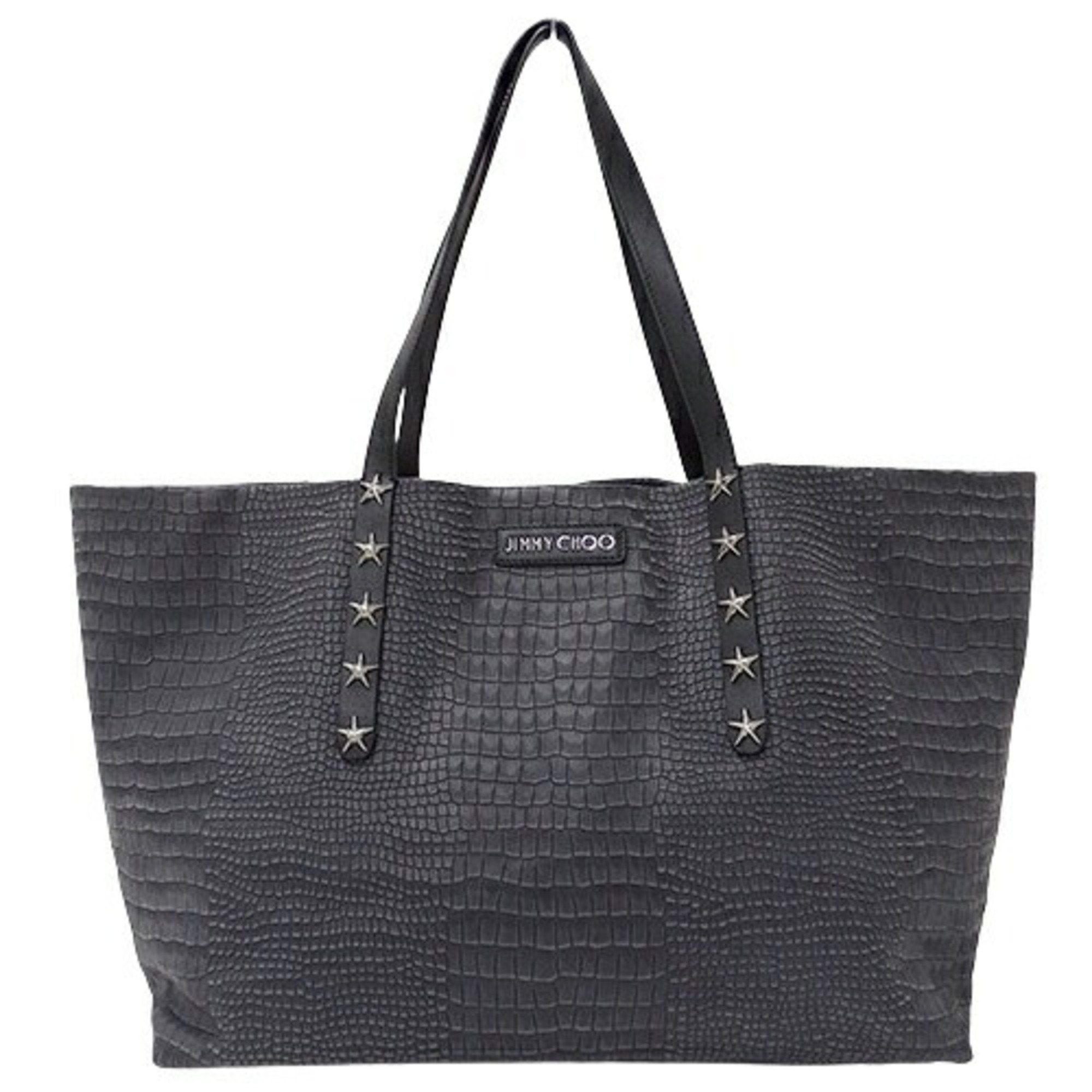 JIMMY CHOO Bag Women's Tote Leather Grey Black Studs Stars