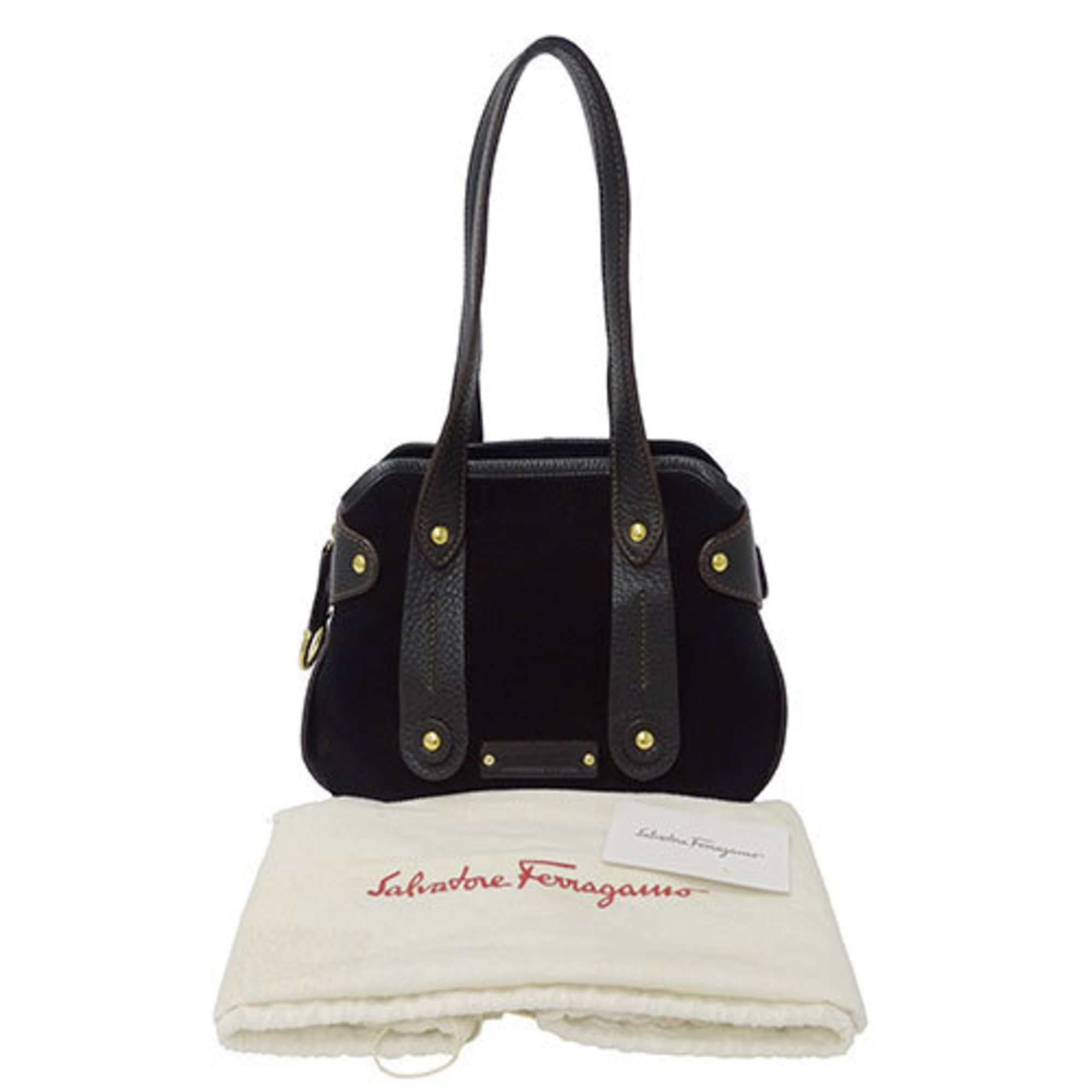 Salvatore Ferragamo Ferragamo Bags Women's Handbags Shoulder Suede Leather Gancini Black