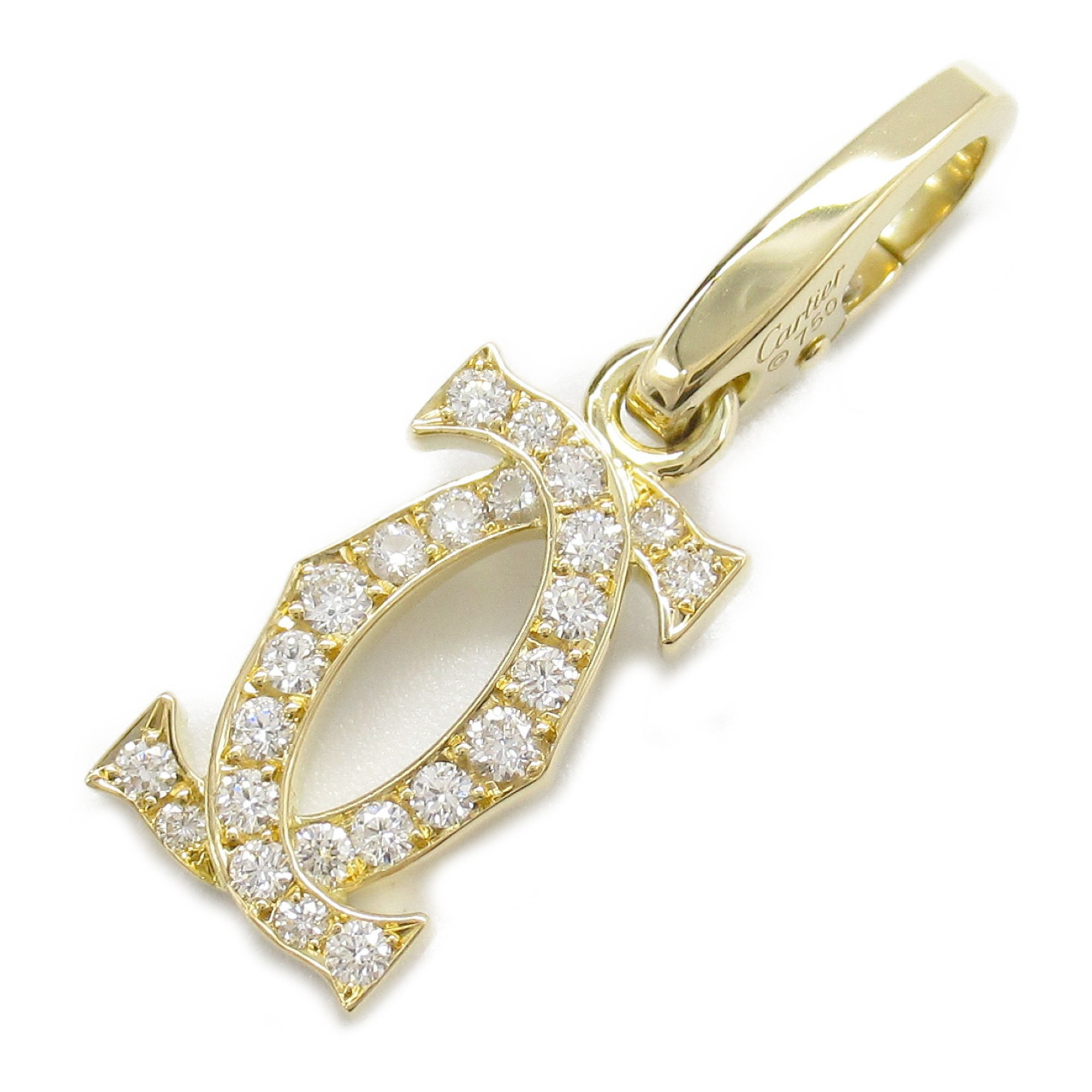 Cartier 2C Diamond Charm Pendant Top K18 (Yellow Gold) Ladies Clear