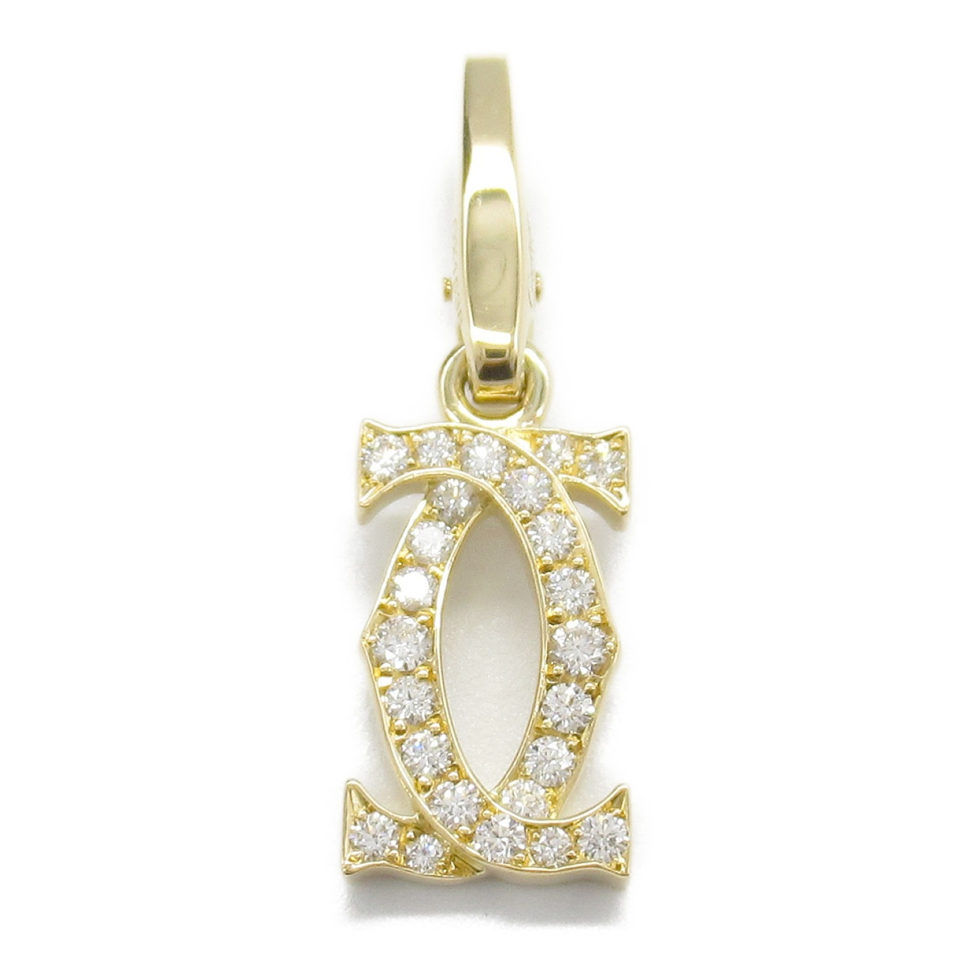 Cartier 2C Diamond Charm Pendant Top K18 (Yellow Gold) Ladies Clear