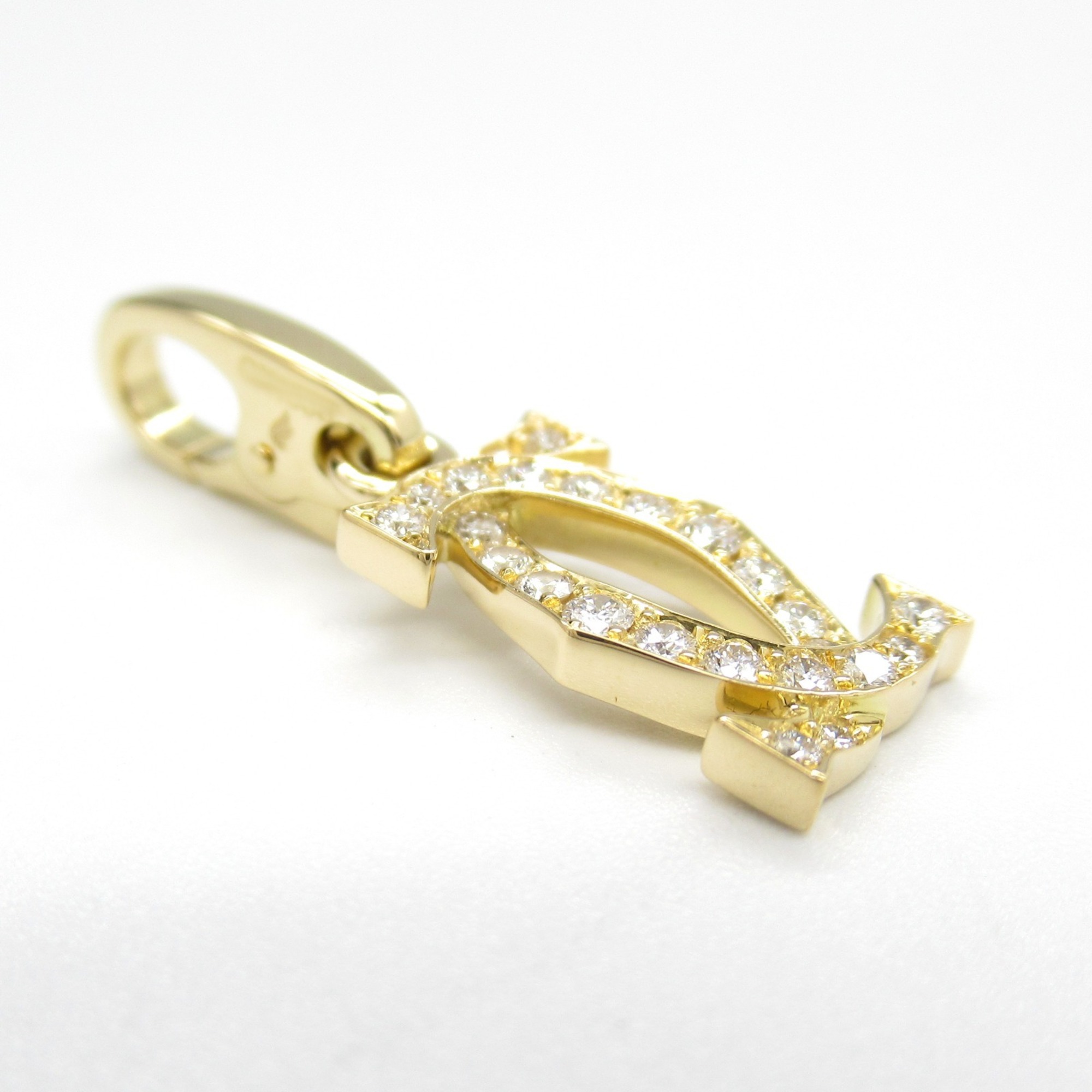 Cartier 2C Diamond Charm Pendant Top K18 (Yellow Gold) Ladies Clear