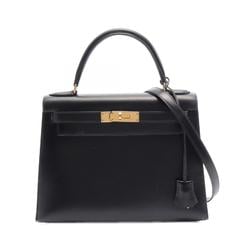 Hermes Kelly 28 Handbag Bag Calfskin (Cowhide) Boxcalf Women's Black