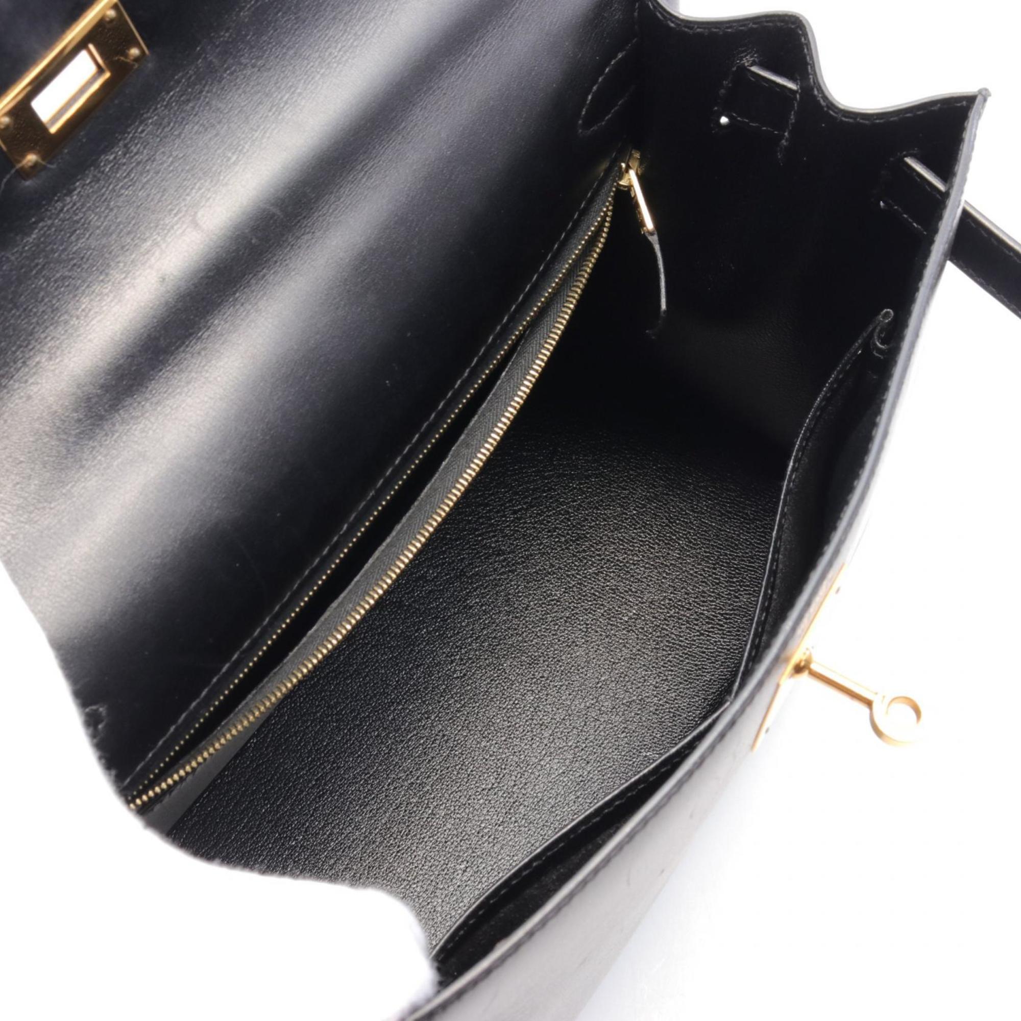 Hermes Kelly 28 Handbag Bag Calfskin (Cowhide) Boxcalf Women's Black