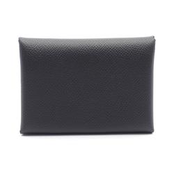 Hermes HERMES Calvi Duo Wallet/Coin Case Wallet Epsom Leather Women's Black