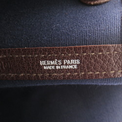 Hermes HERMES Garden PM Bag Fabric Leather Toile H Women's Bordeaux Wine Red