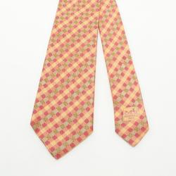 HERMES Necktie Clothing Silk Men's Orange Red Multicolor