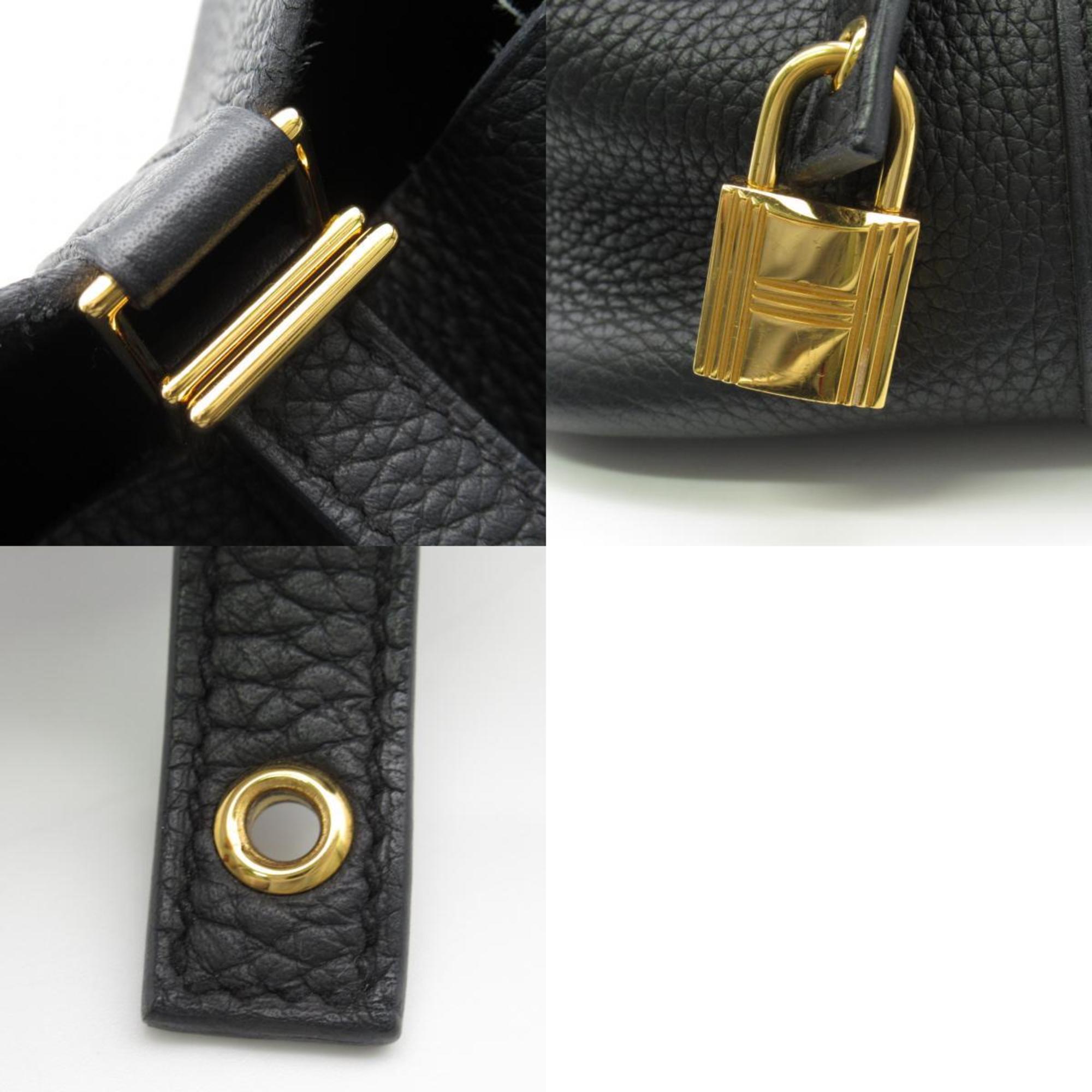 Hermes HERMES Picotin Lock MM Black Handbag Bag Calfskin (Cowhide) Taurillon Clemence Women's