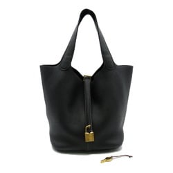 Hermes HERMES Picotin Lock MM Black Handbag Bag Calfskin (Cowhide) Taurillon Clemence Women's