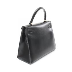 Hermes Kelly 28 Handbag Bag Calfskin (Cowhide) Boxcalf Women's Black