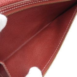 Hermes HERMES Bearn □E engraved bi-fold long wallet Cushvel red GP hardware