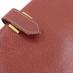 Hermes HERMES Bearn □E engraved bi-fold long wallet Cushvel red GP hardware