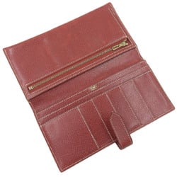 Hermes HERMES Bearn □E engraved bi-fold long wallet Cushvel red GP hardware