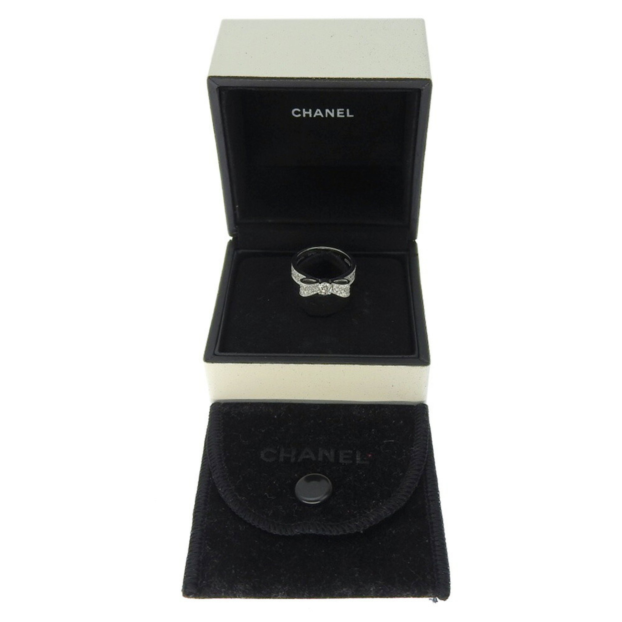 CHANEL Ribbon de Chanel Medium Ring K18WG Diamond #50 Approx. Size 9