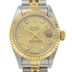 Rolex Datejust Combi 79173G A Series Champagne Gold Dial 10P Diamond K18YG/SS