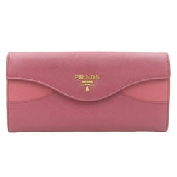 PRADA Bicolor Long Wallet in Leather, Pink