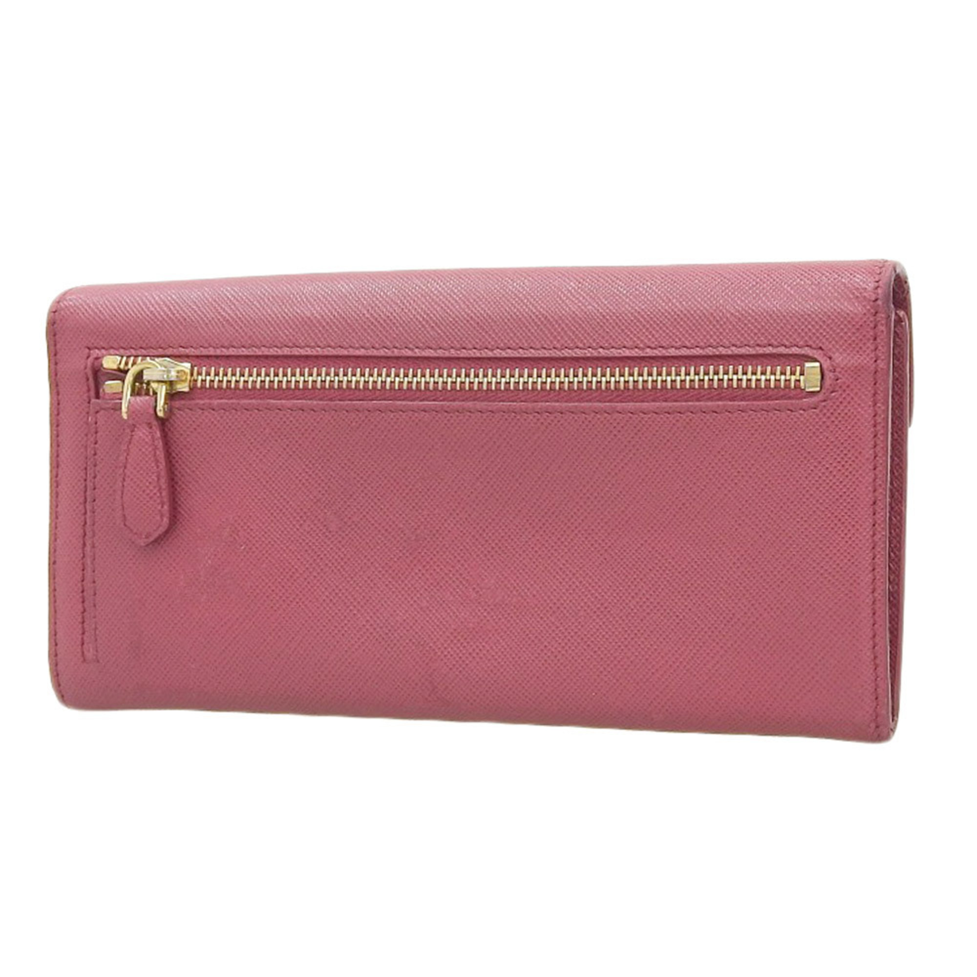 PRADA Bicolor Long Wallet in Leather, Pink