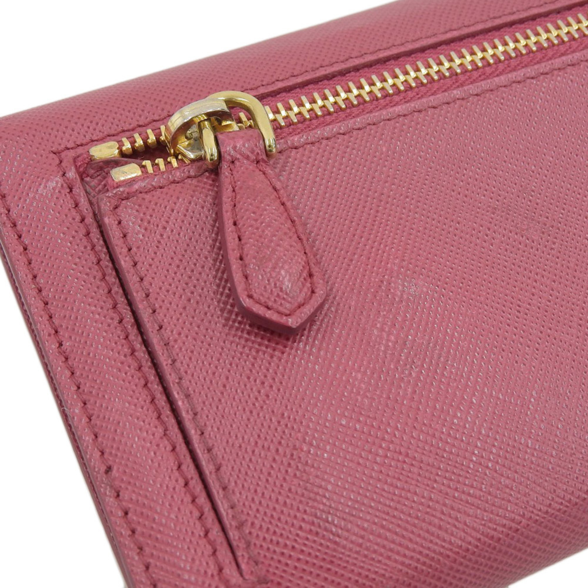 PRADA Bicolor Long Wallet in Leather, Pink