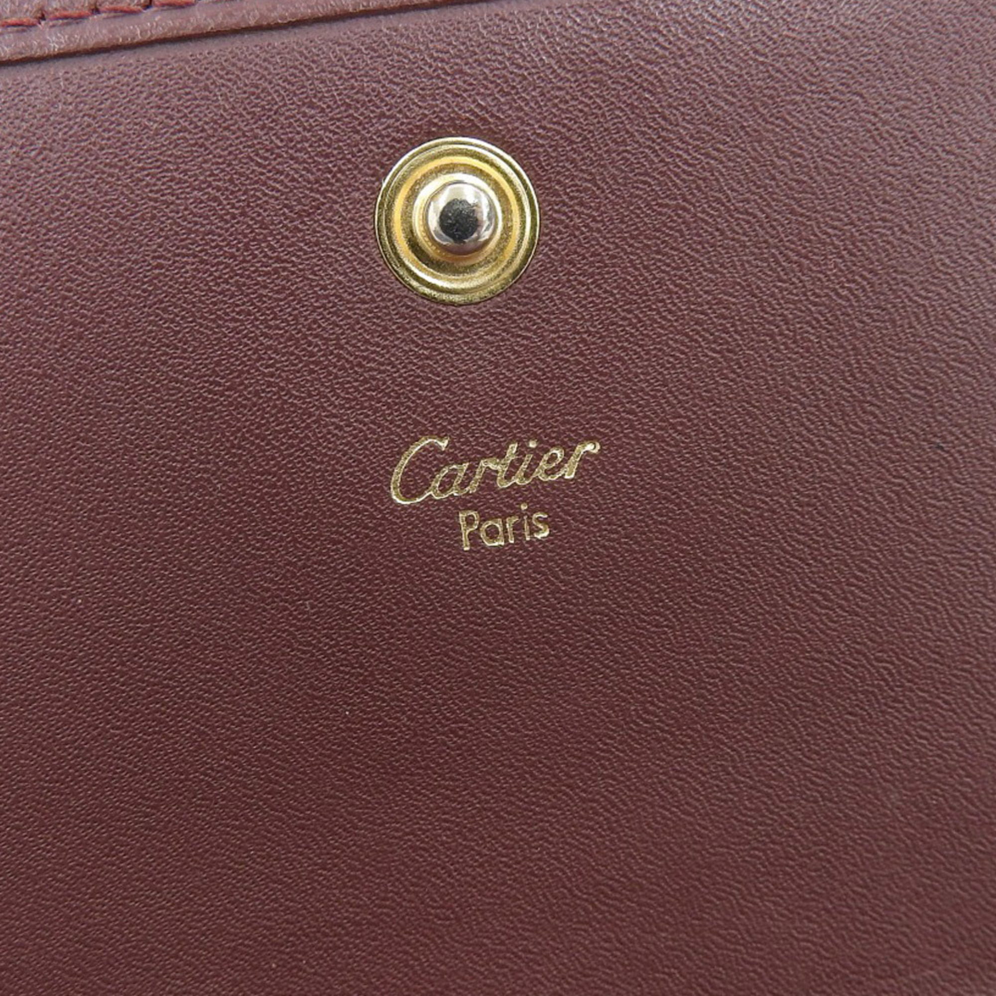 CARTIER Must de Cartier Tri-fold Wallet Leather Bordeaux