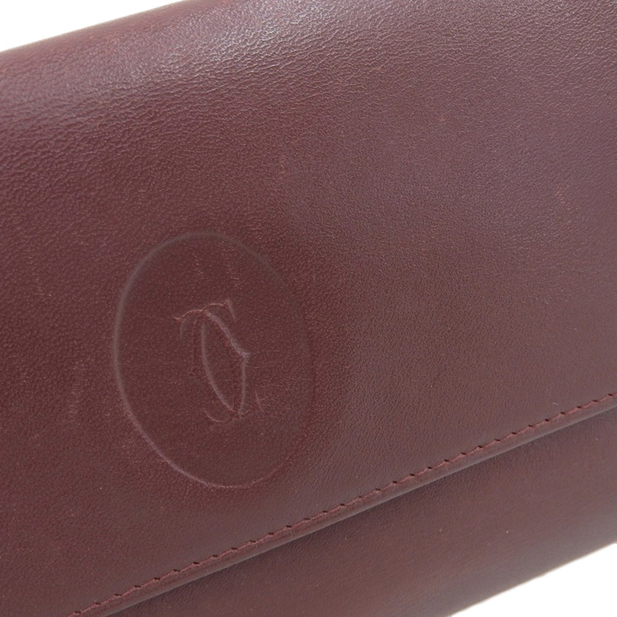 CARTIER Must de Cartier Tri-fold Wallet Leather Bordeaux