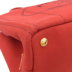 PRADA Canapa 1BG439 Tote Bag Shoulder Canvas Red