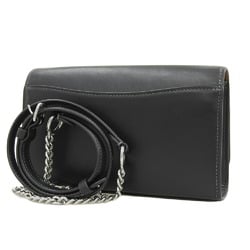 COACH Chain Shoulder Bag CP034 Clutch Leather Black