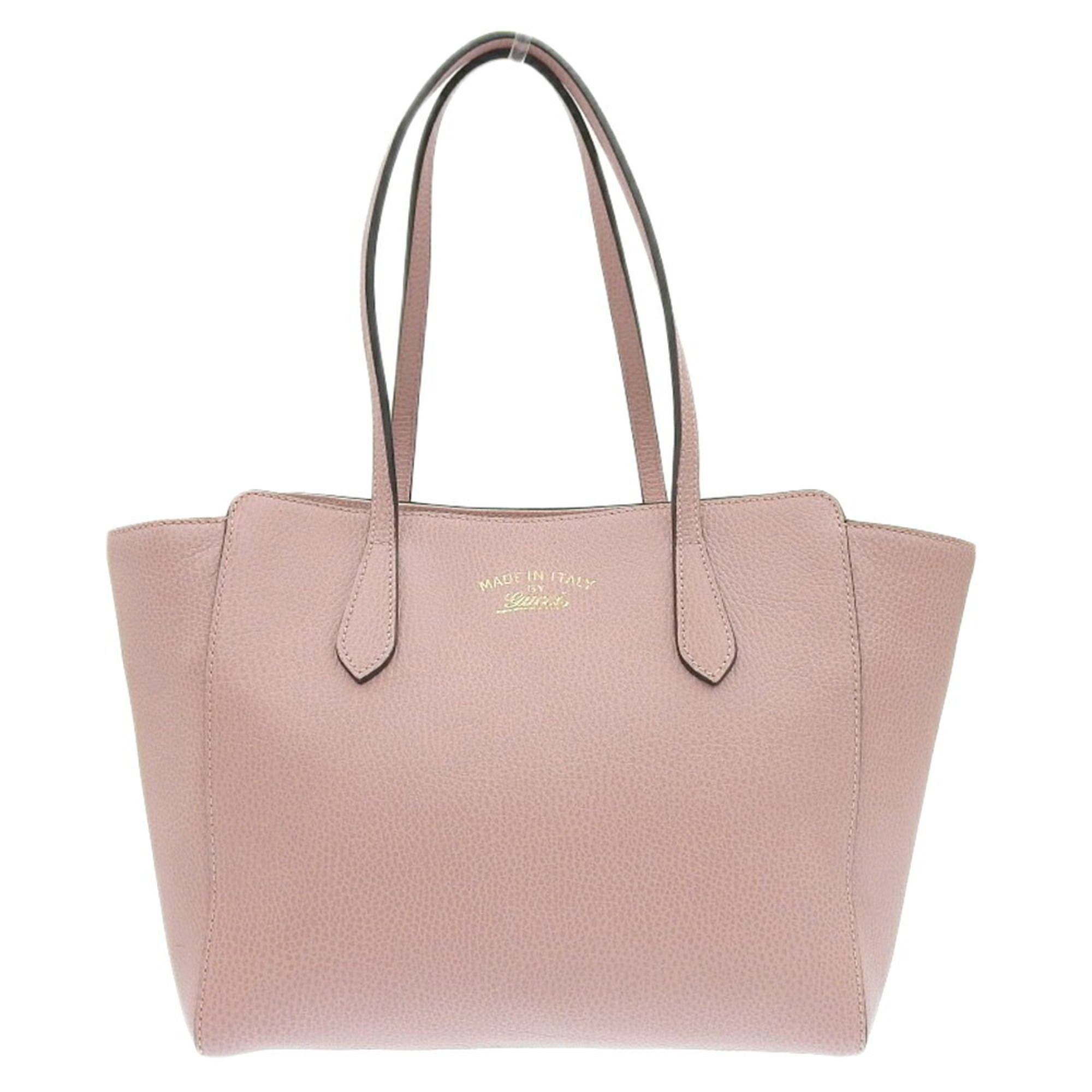 GUCCI Swing Medium 354408 525040 Tote Bag Leather Pink Beige