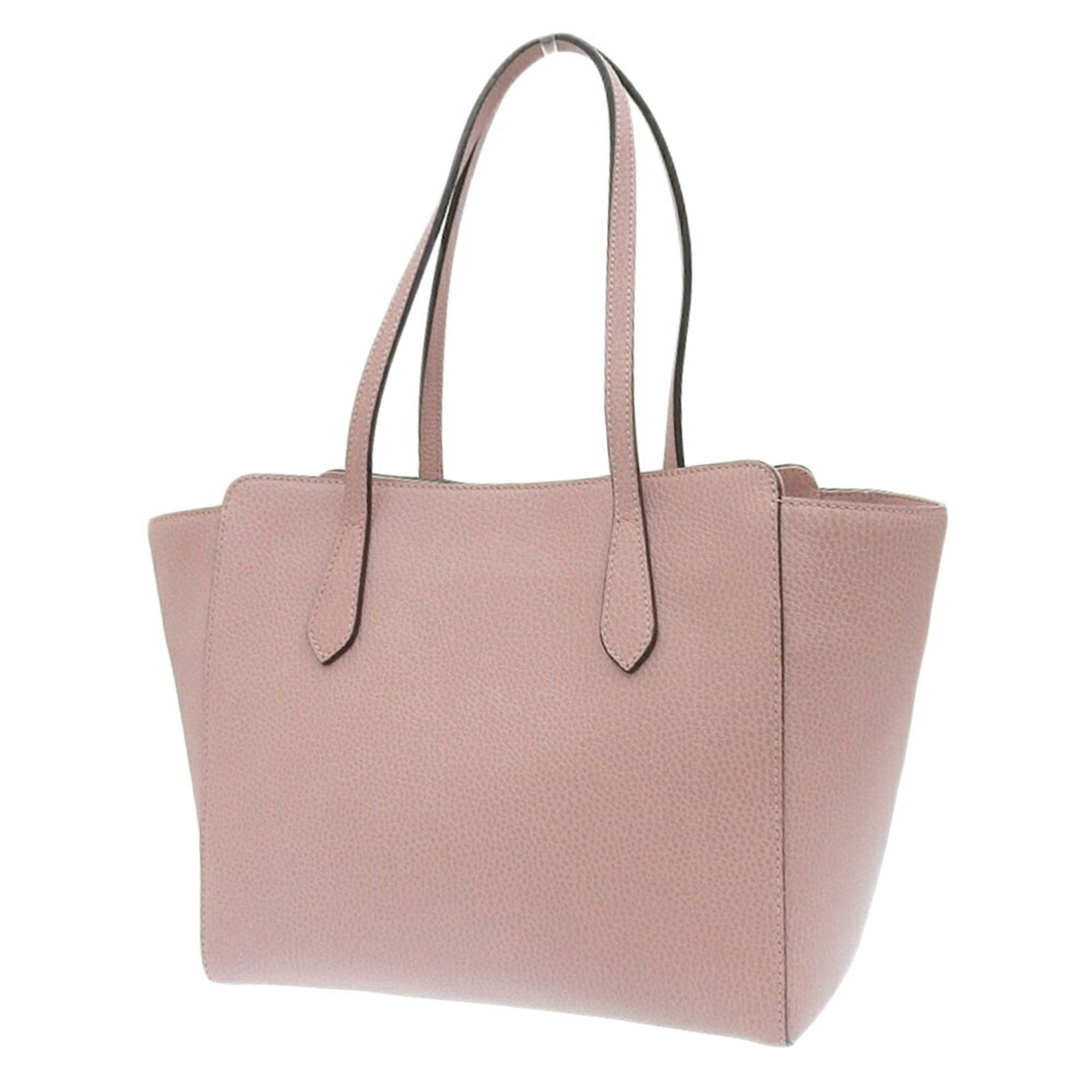 GUCCI Swing Medium 354408 525040 Tote Bag Leather Pink Beige