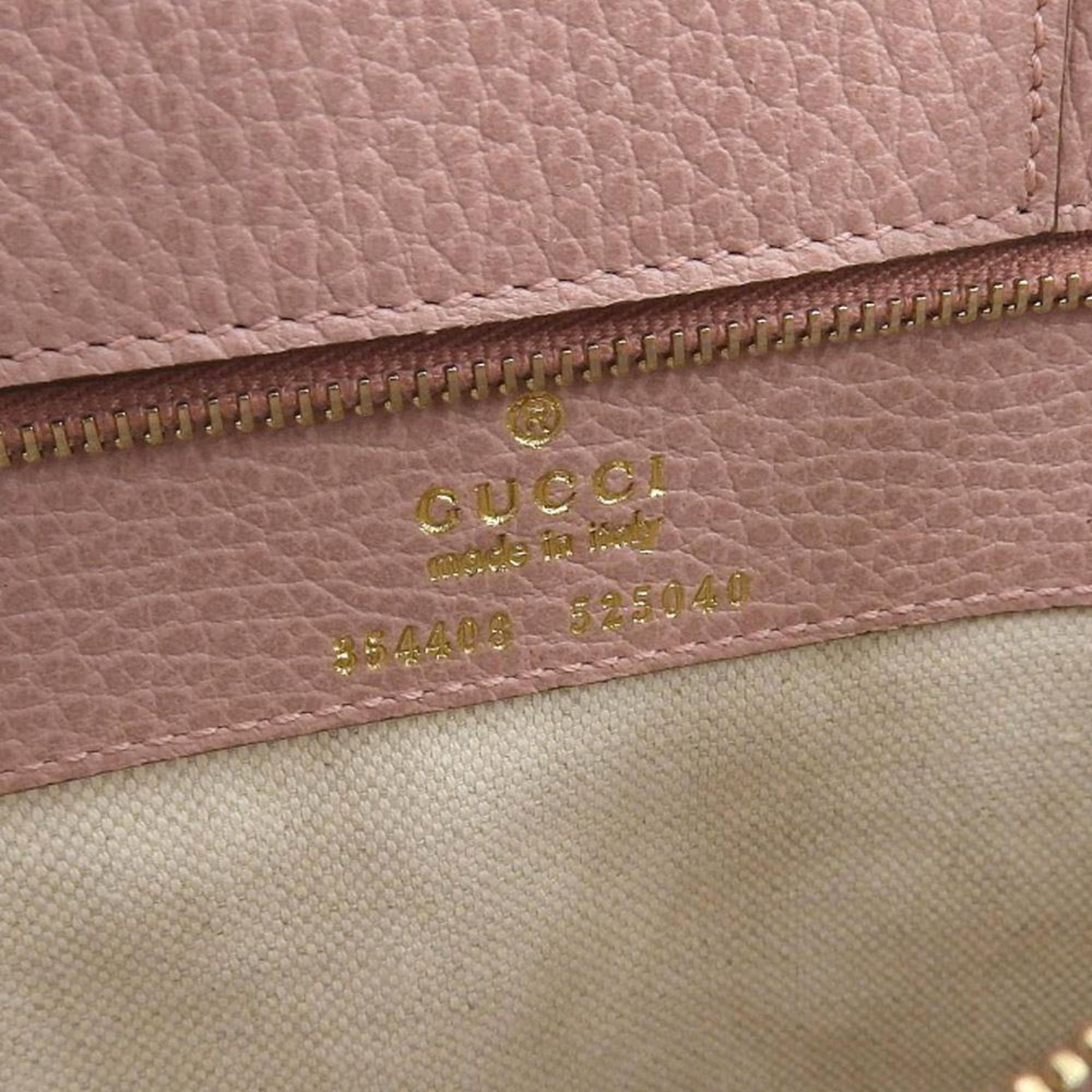 GUCCI Swing Medium 354408 525040 Tote Bag Leather Pink Beige