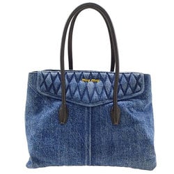 Miu Miu Miu Women's Tote Bag Denim Biker Blue RR1932