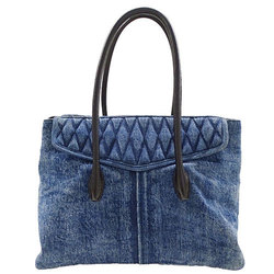 Miu Miu Miu Women's Tote Bag Denim Biker Blue RR1932