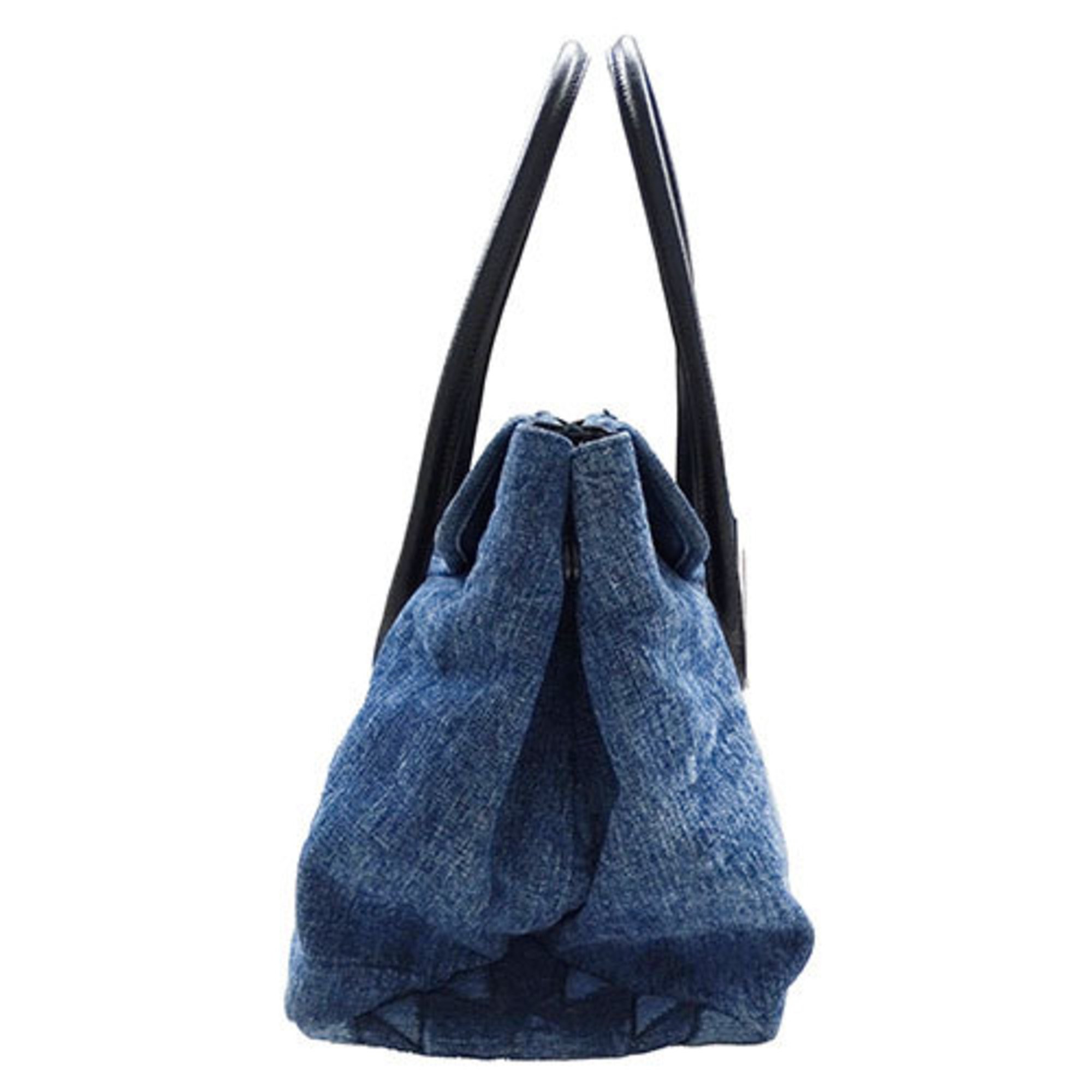 Miu Miu Miu Women's Tote Bag Denim Biker Blue RR1932