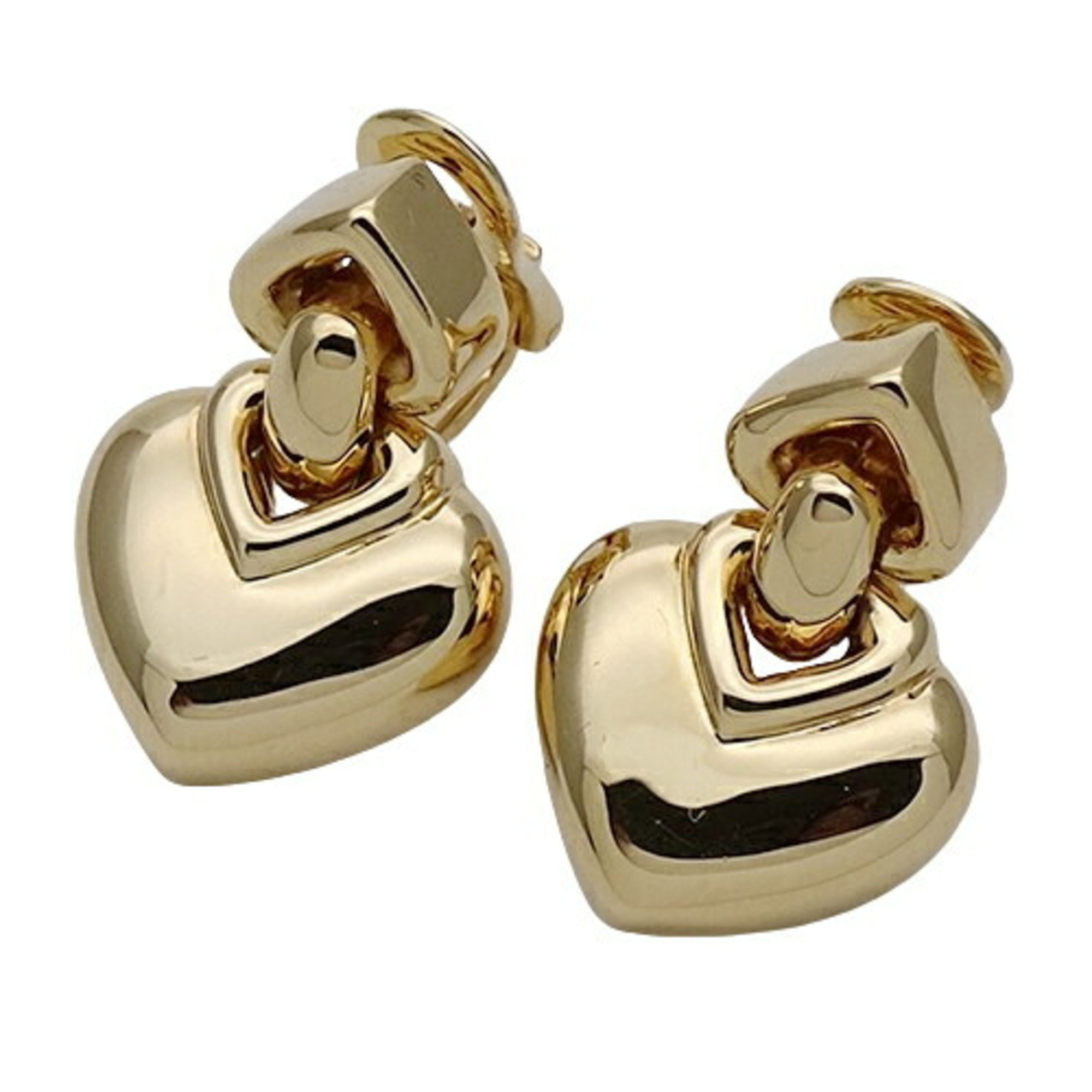 BVLGARI Earrings for Women, 750YG Doppio Cuore Heart, Yellow Gold