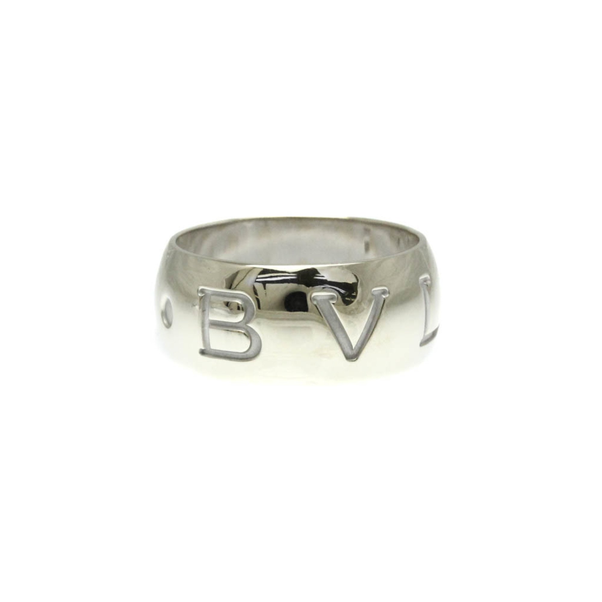 Bvlgari Monologo Ring White Gold (18K) Fashion No Stone Band Ring Silver