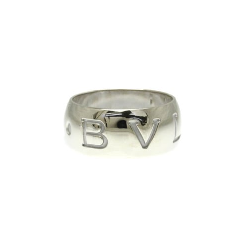 Bvlgari Monologo Ring White Gold (18K) Fashion No Stone Band Ring Silver